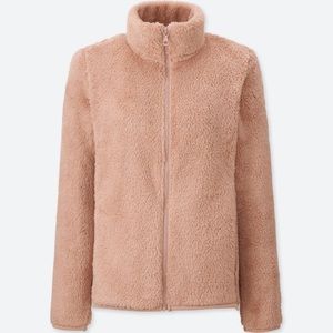 Uniqlo Peach Pink Fluffy Yarn Fleece Full Zip Jacket